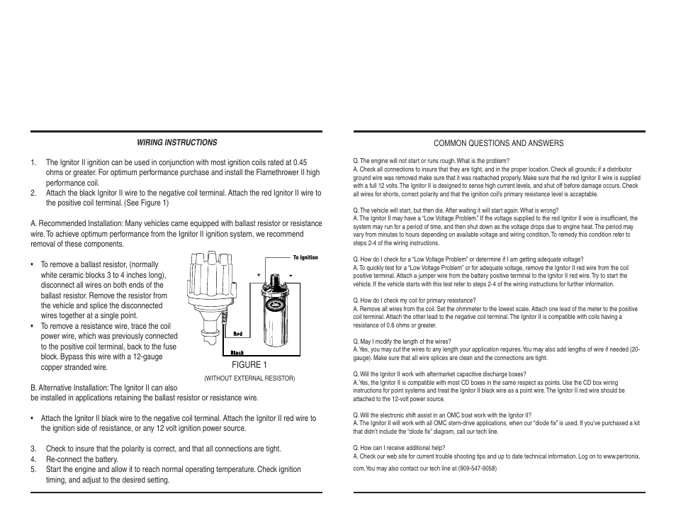 PerTronix Ignitor II 9HO-183 User Manual | Page 2 / 2