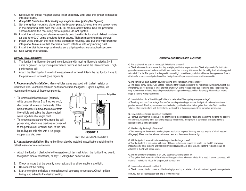 PerTronix Ignitor II 9HO-182 User Manual | Page 2 / 2