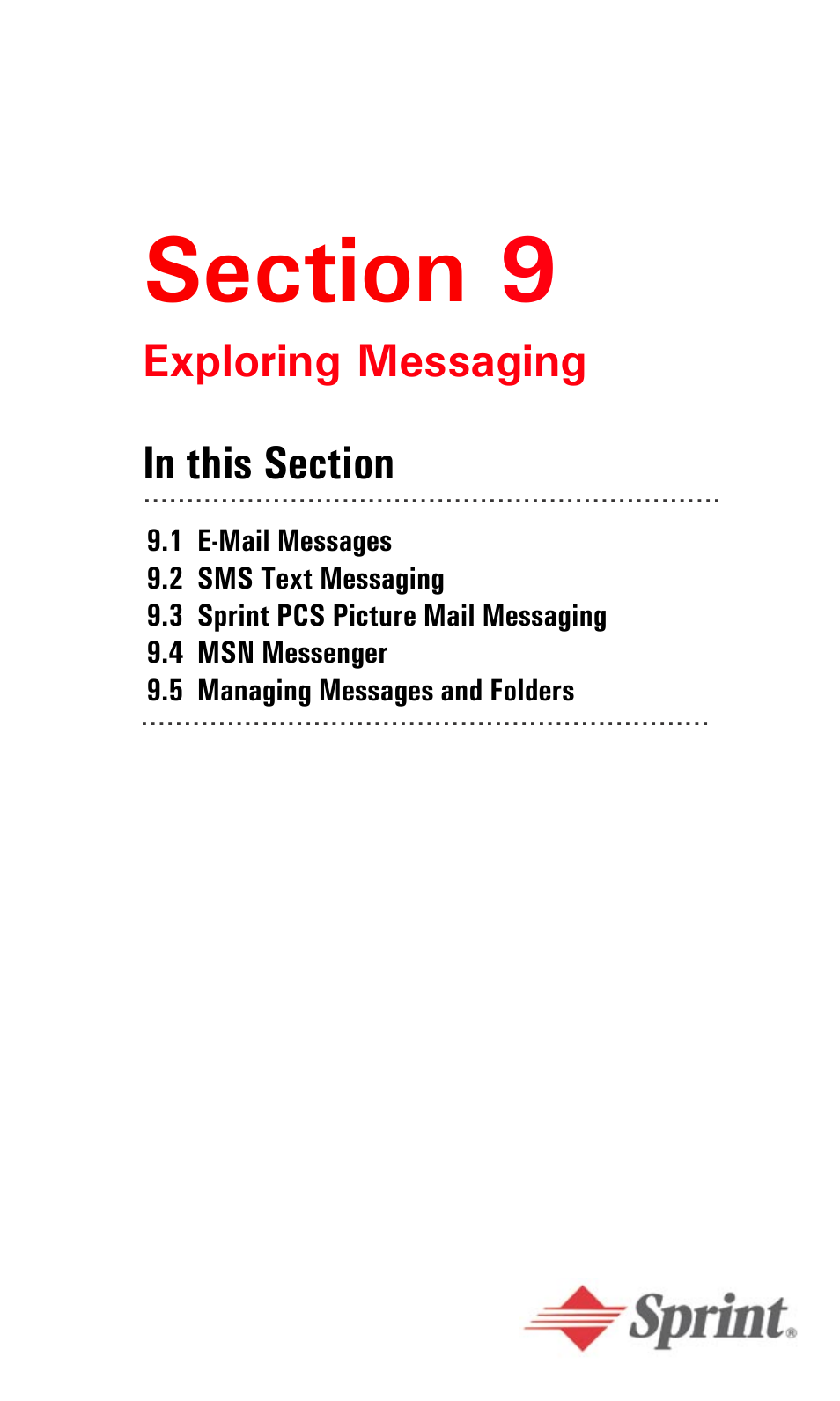Section 9, Section 9: messaging features | Audiovox PPC6600 User Manual | Page 113 / 195