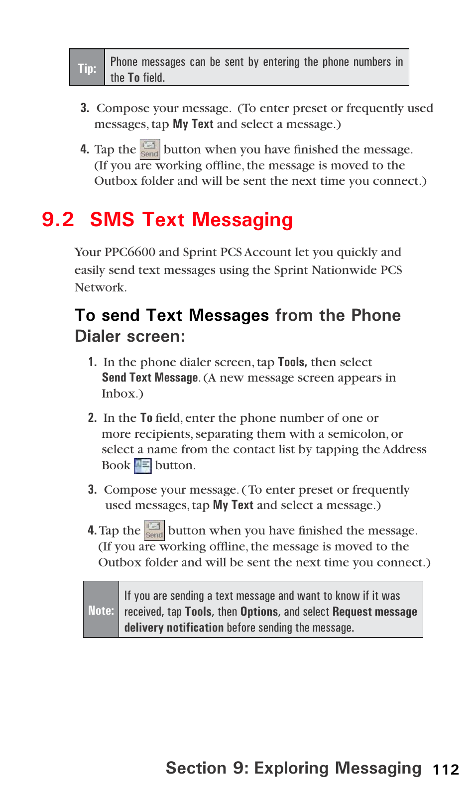 2 sms text messaging | Audiovox PPC6600 User Manual | Page 117 / 195