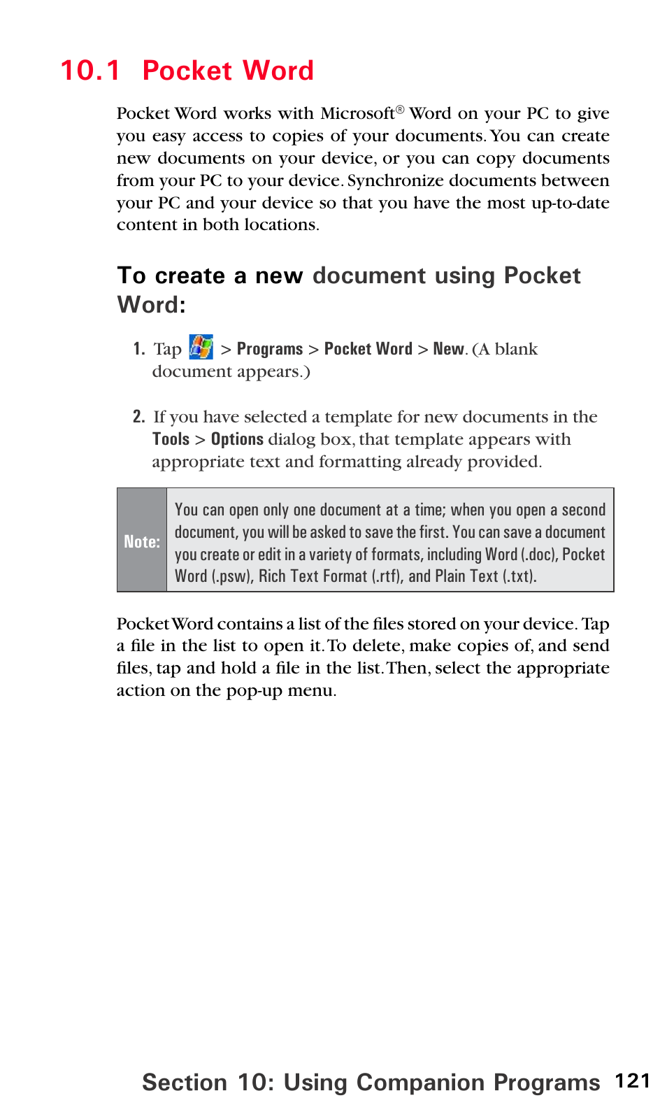 1 pocket word | Audiovox PPC6600 User Manual | Page 126 / 195