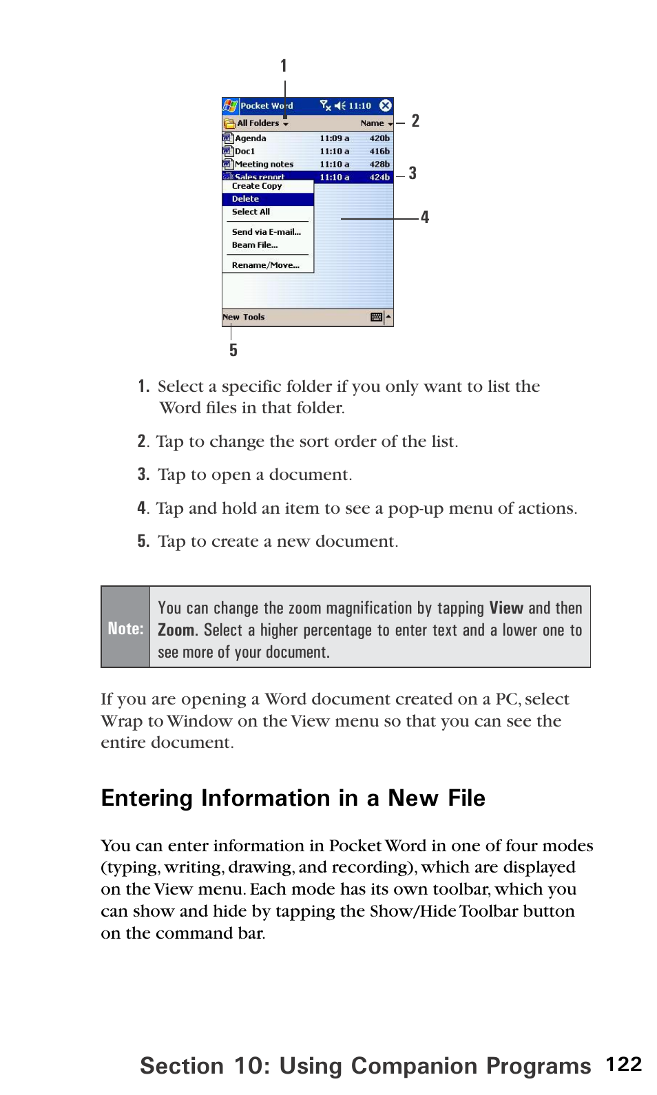 Entering information in a new file | Audiovox PPC6600 User Manual | Page 127 / 195