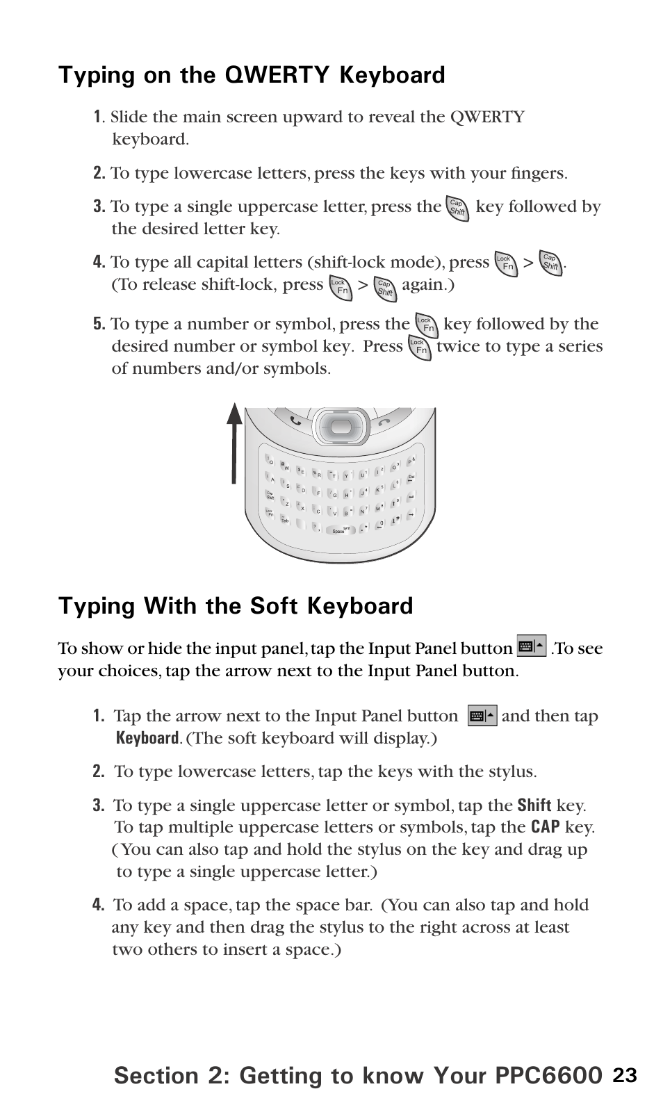 Typing with the soft keyboard | Audiovox PPC6600 User Manual | Page 28 / 195