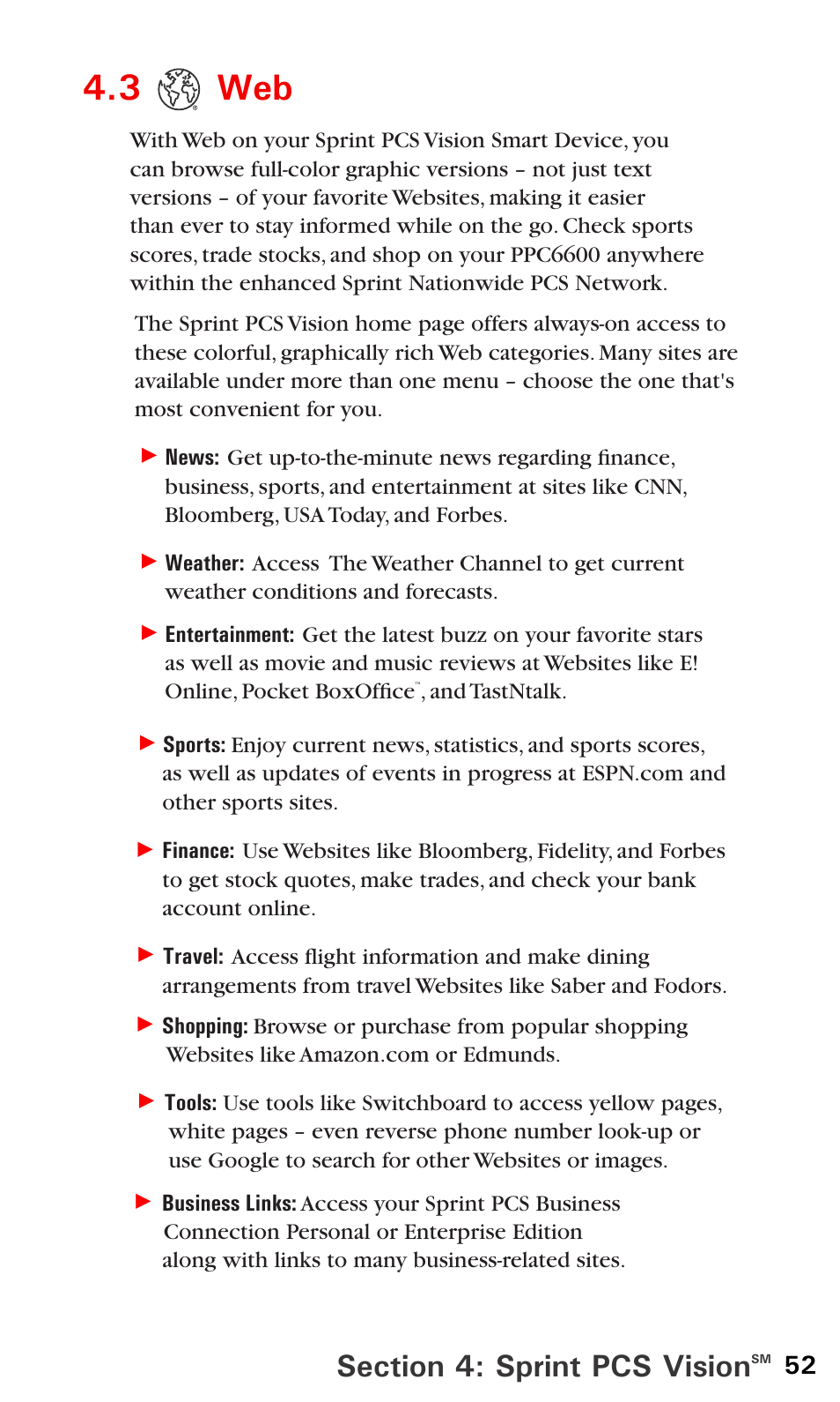 3 web, And tastntalk | Audiovox PPC6600 User Manual | Page 57 / 195