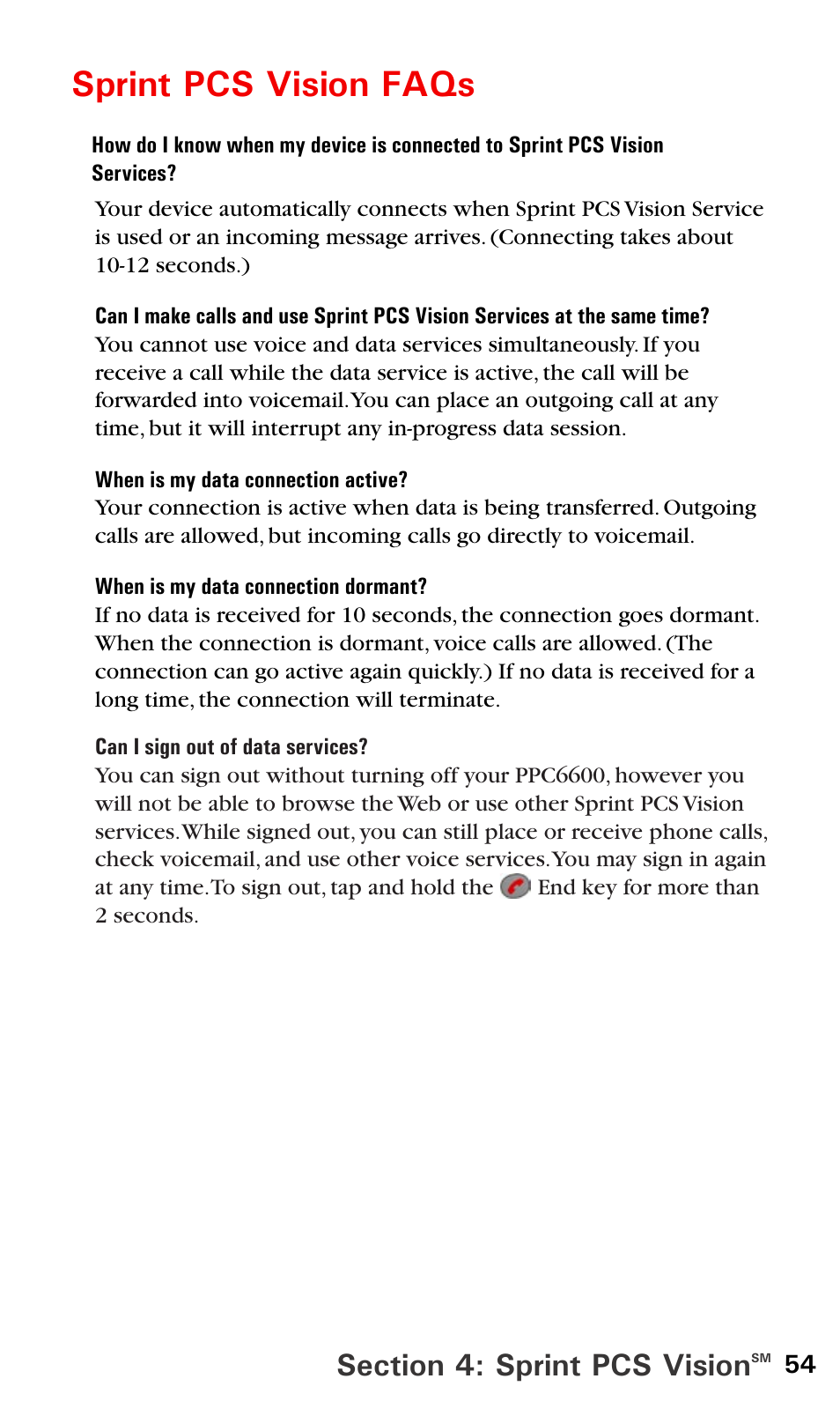 Sprint pcs vision faqs | Audiovox PPC6600 User Manual | Page 59 / 195