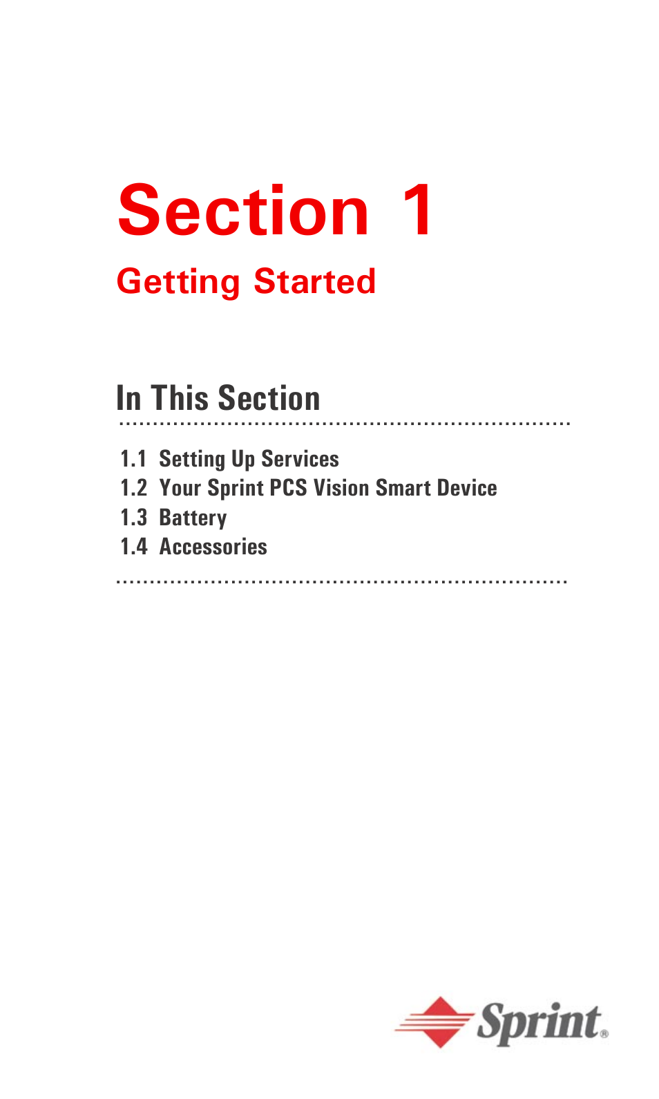 Section 1, Section 1: getting started | Audiovox PPC6600 User Manual | Page 6 / 195