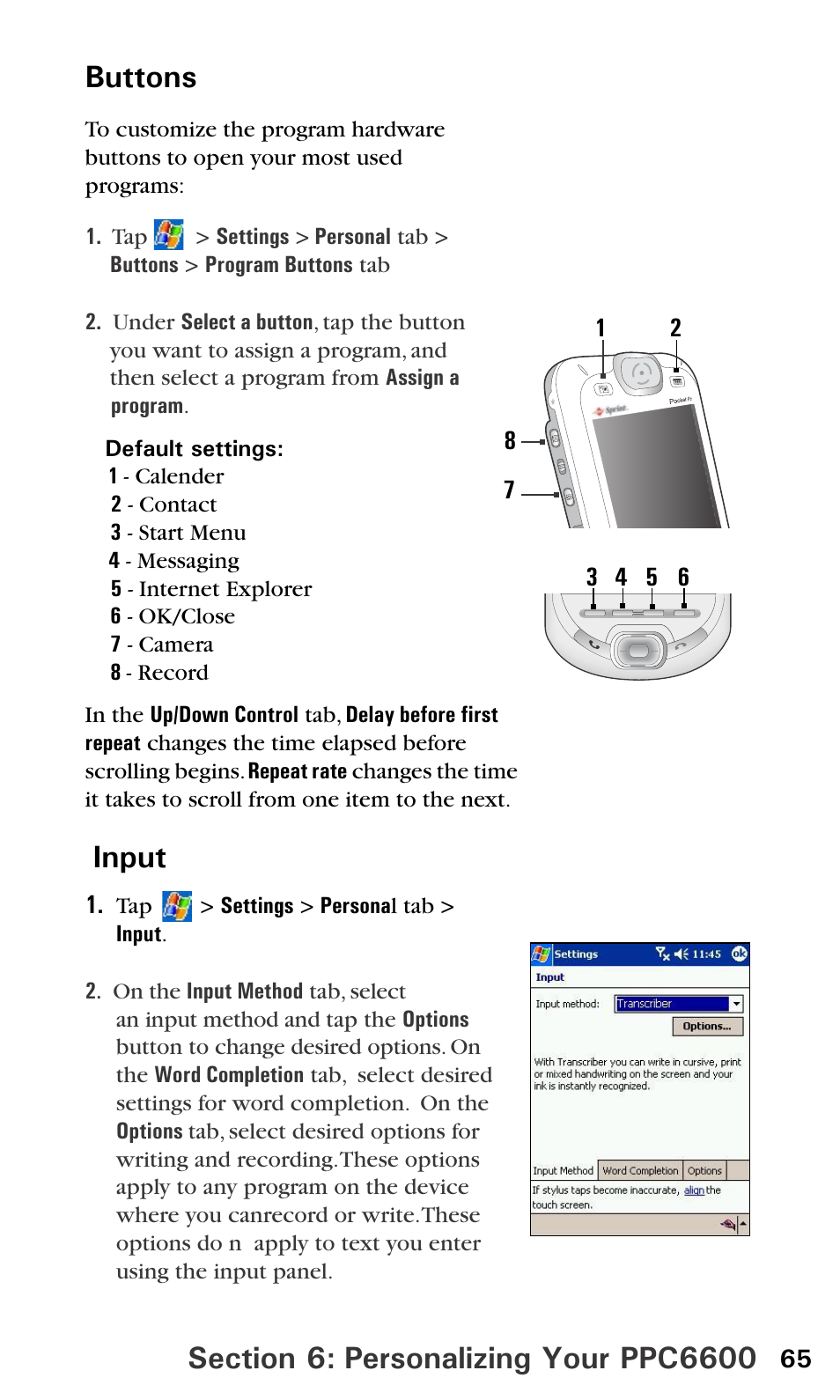 Input | Audiovox PPC6600 User Manual | Page 70 / 195
