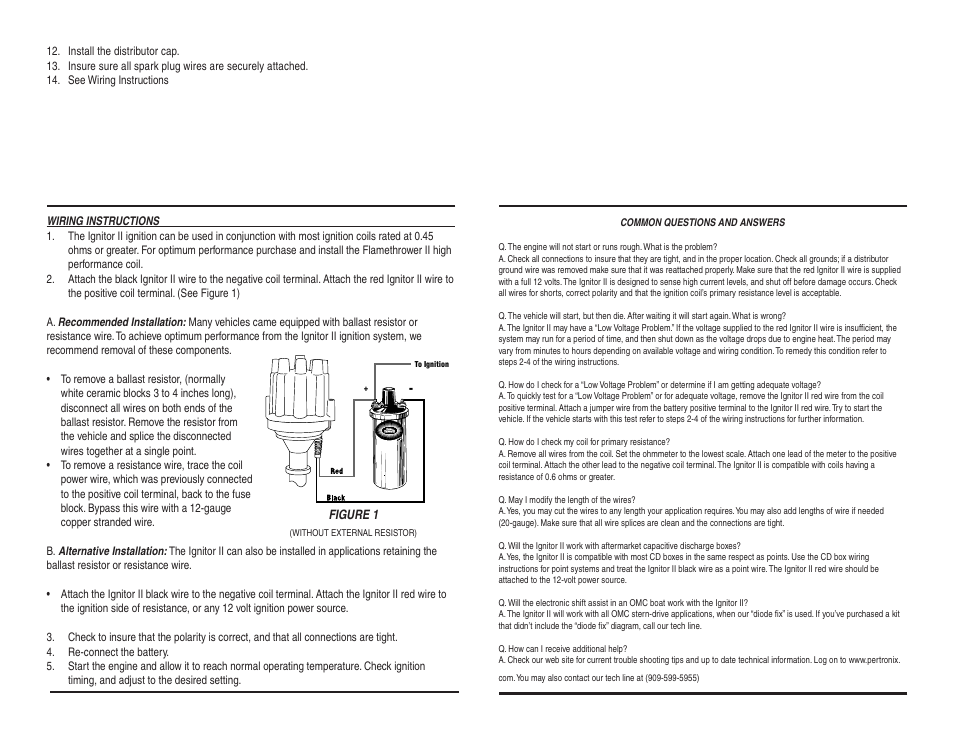 PerTronix Ignitor II 9MR-1122A User Manual | Page 2 / 2