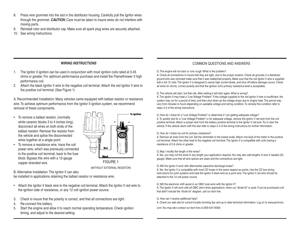 PerTronix Ignitor II 9RR-182 User Manual | Page 2 / 2