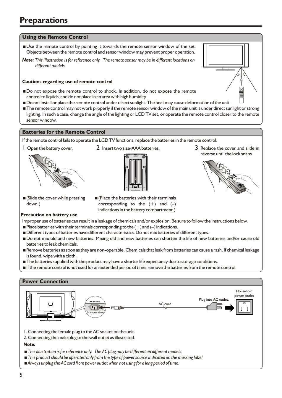 Preparations | Audiovox FPE3205 User Manual | Page 8 / 45