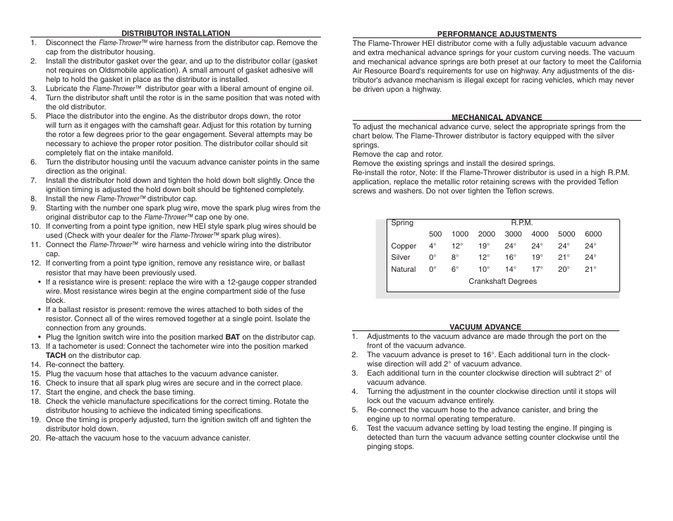 PerTronix Flame-Thrower HEI Distributors D1352 User Manual | Page 2 / 2