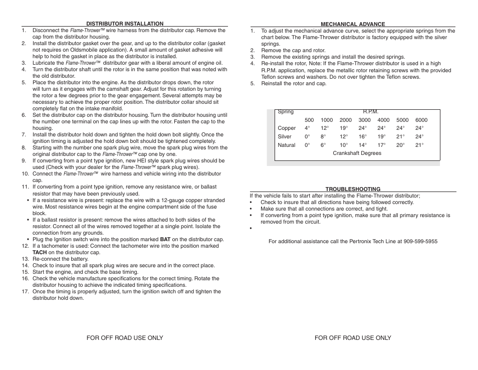 PerTronix Flame-Thrower HEI Distributors D1372 User Manual | Page 2 / 2