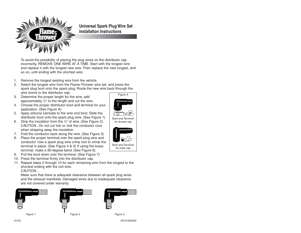 PerTronix Flame-Thrower Spark Plug Wires 808490 User Manual | 2 pages