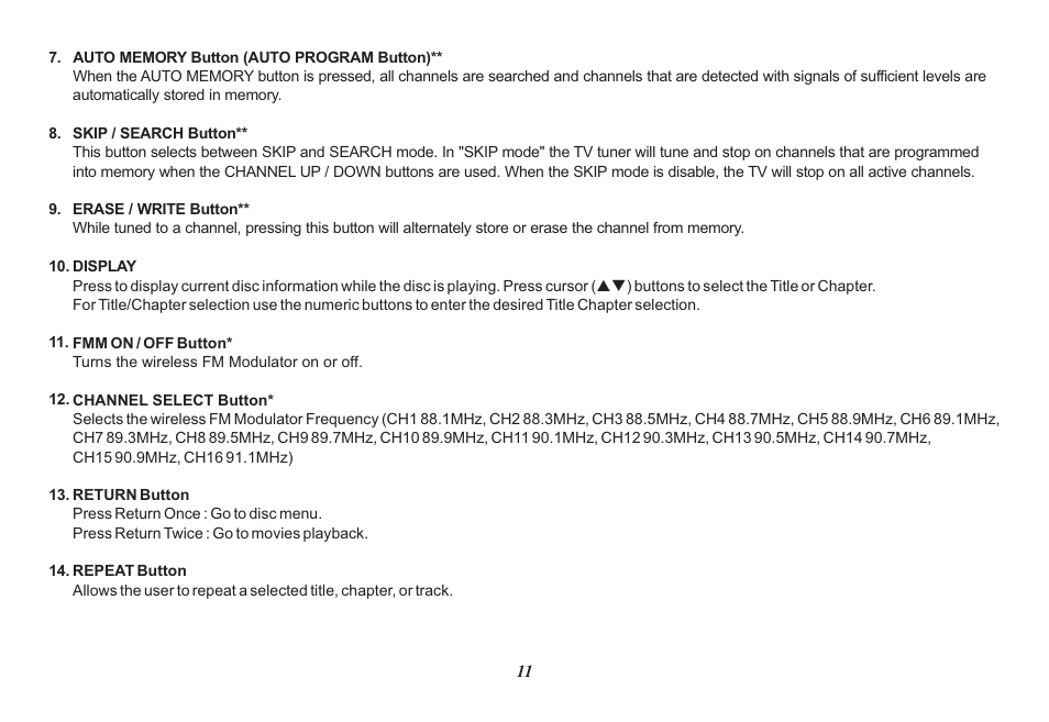 Audiovox HR7008PKG User Manual | Page 11 / 28