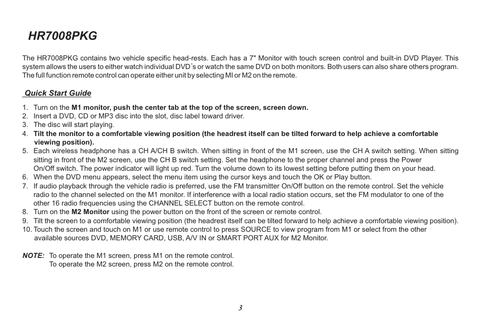 Hr7008pkg | Audiovox HR7008PKG User Manual | Page 3 / 28