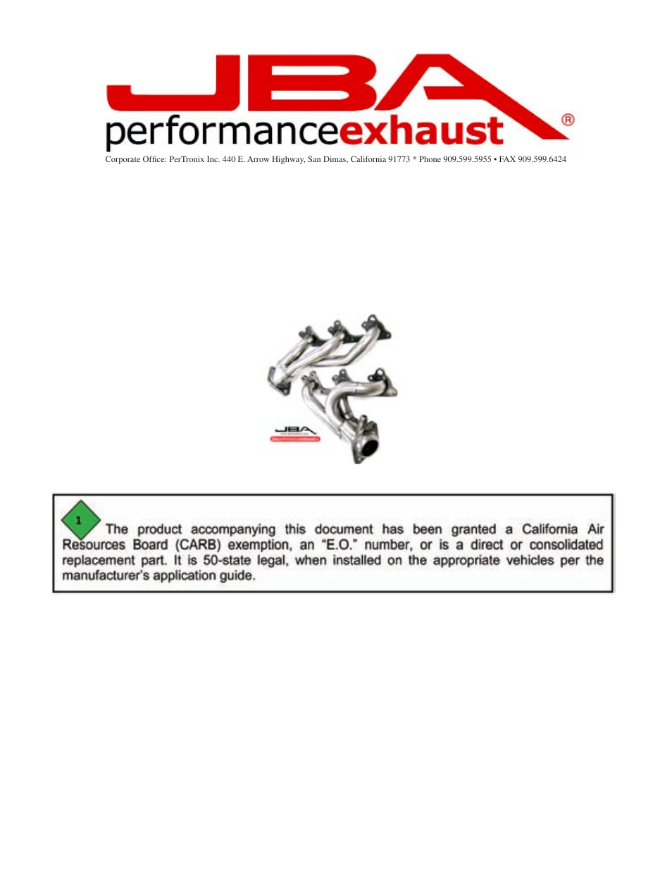 PerTronix JBA Exhaust 1617S User Manual | 5 pages