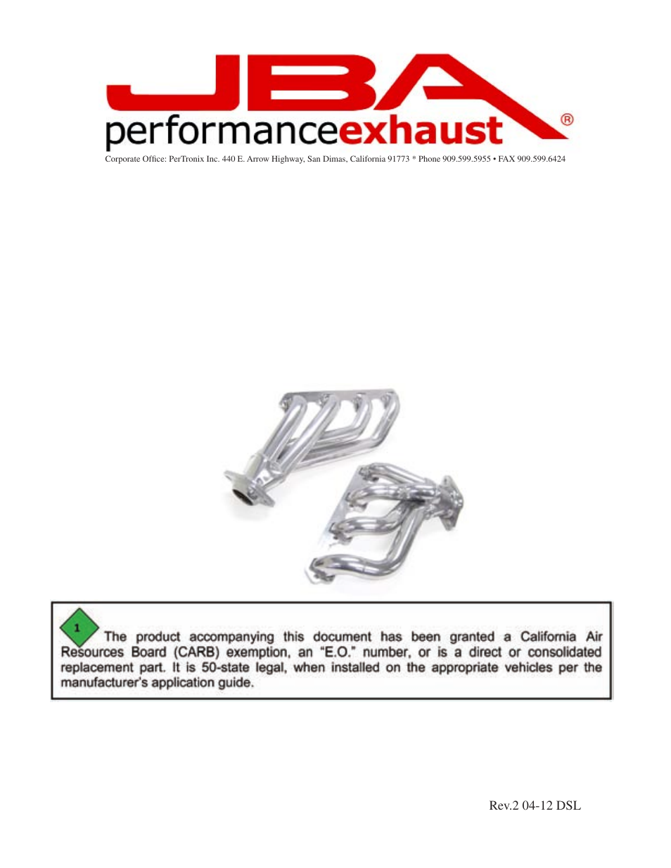 PerTronix JBA Exhaust 1655S User Manual | 5 pages