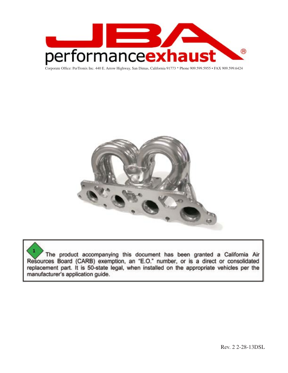 PerTronix JBA Exhaust 1680S User Manual | 5 pages