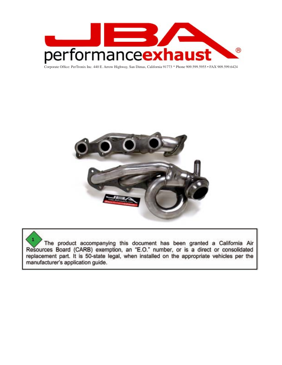 PerTronix JBA Exhaust 1687S User Manual | 4 pages