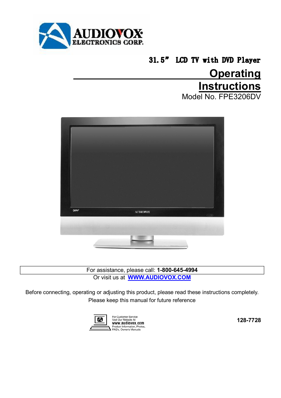 Audiovox FPE3206DV User Manual | 45 pages