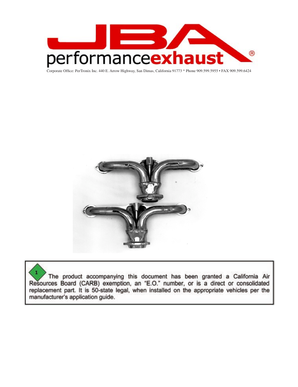 PerTronix JBA Exhaust 1815S User Manual | 5 pages