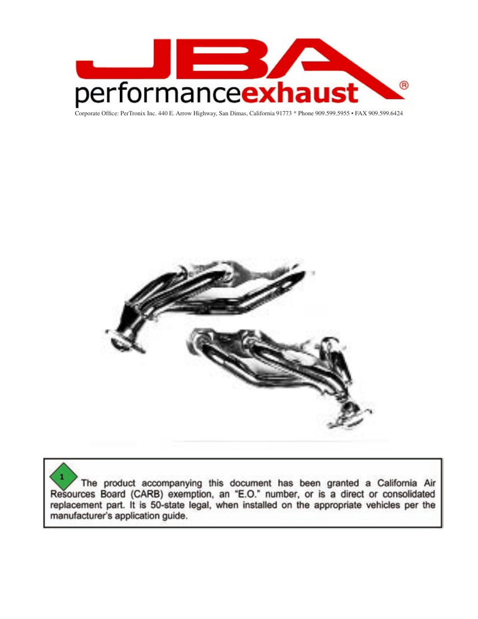 PerTronix JBA Exhaust 1841S User Manual | 5 pages