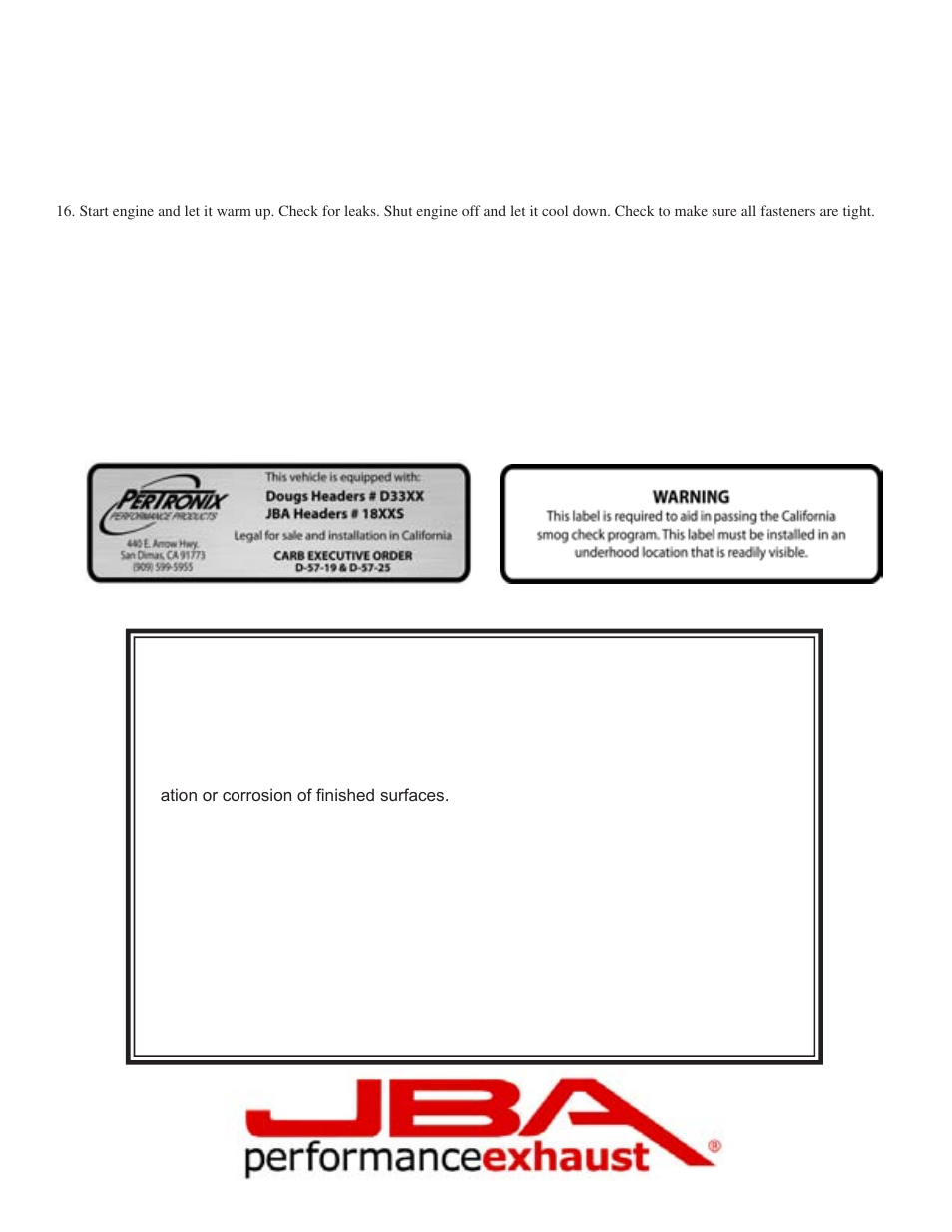 Limited one year warranty | PerTronix JBA Exhaust 1841S User Manual | Page 4 / 5