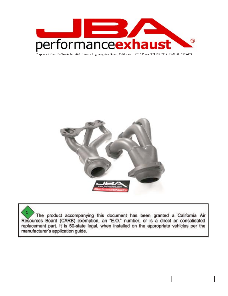 PerTronix JBA Exhaust 1840S-4 User Manual | 5 pages