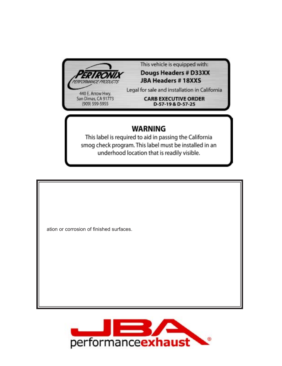 Limited one year warranty | PerTronix JBA Exhaust 1842S-9 User Manual | Page 4 / 5