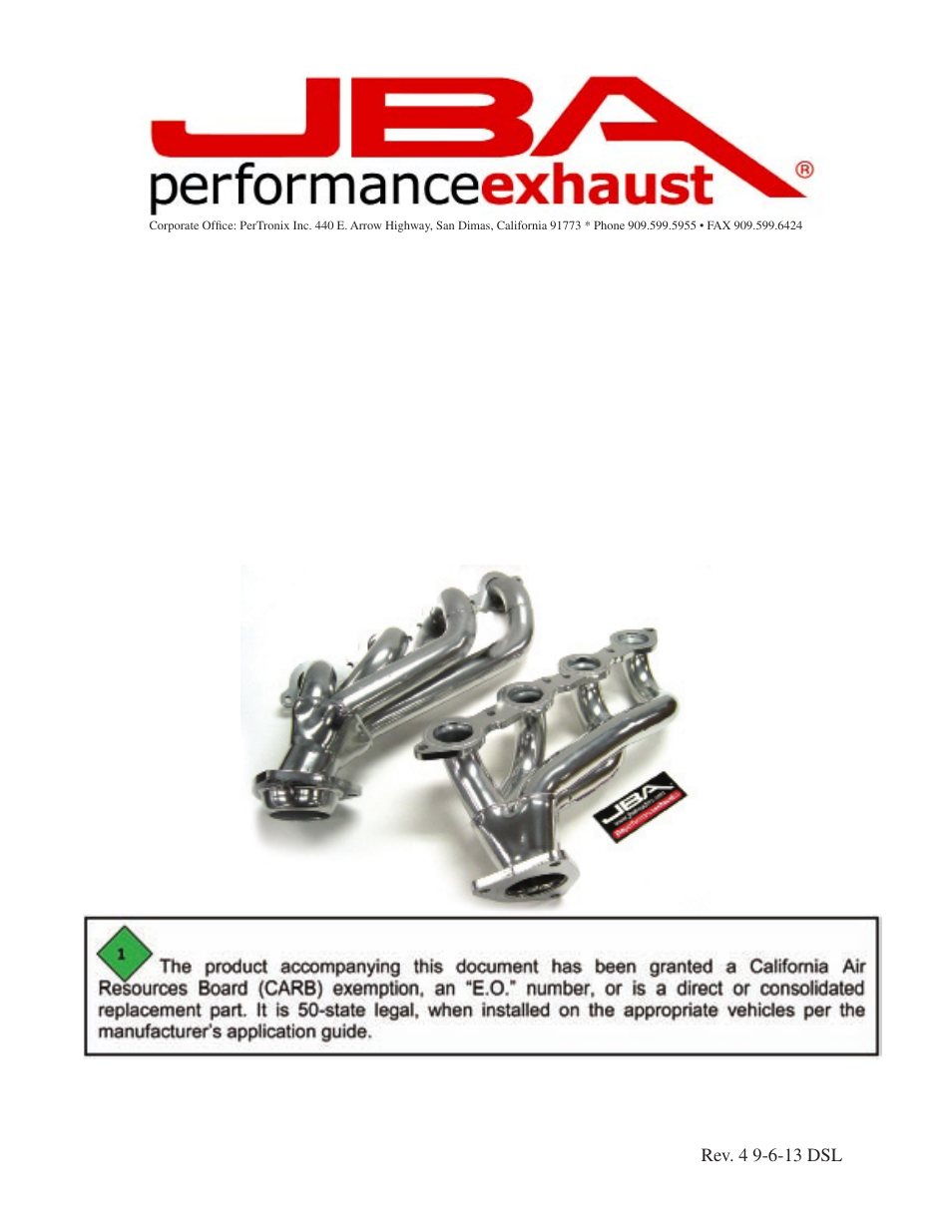 PerTronix JBA Exhaust 1851S User Manual | 5 pages