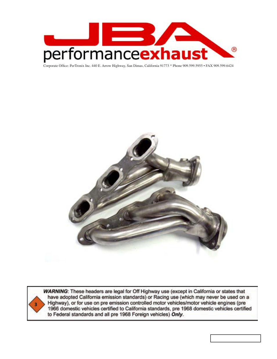PerTronix JBA Exhaust 1920S User Manual | 5 pages