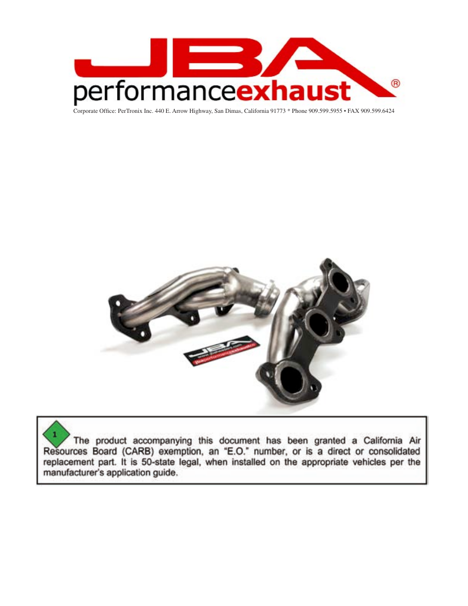 PerTronix JBA Exhaust 1930S-2 User Manual | 5 pages