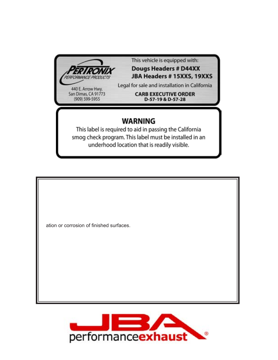 Limited one year warranty | PerTronix JBA Exhaust 1930S-2 User Manual | Page 4 / 5