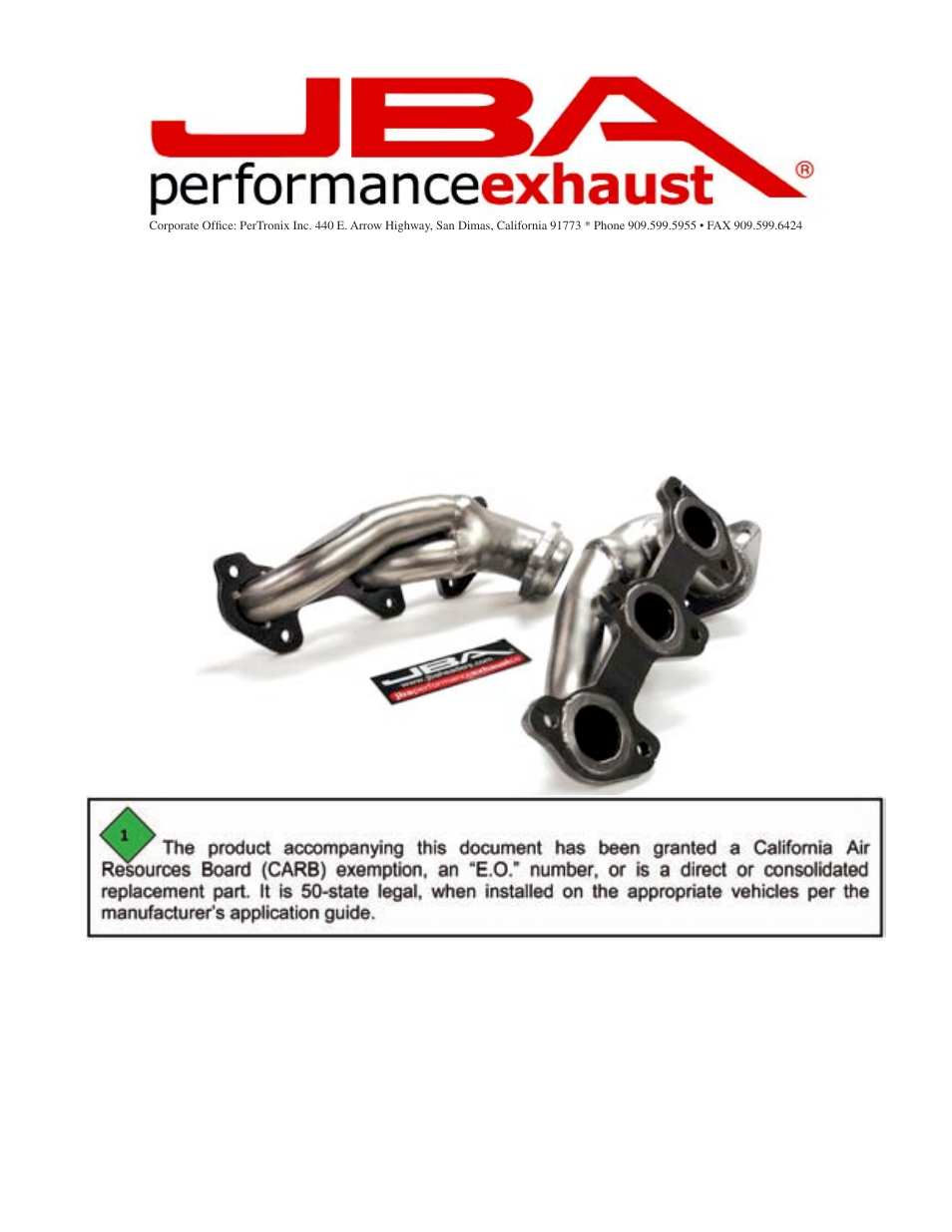 PerTronix JBA Exhaust 1931S User Manual | 5 pages