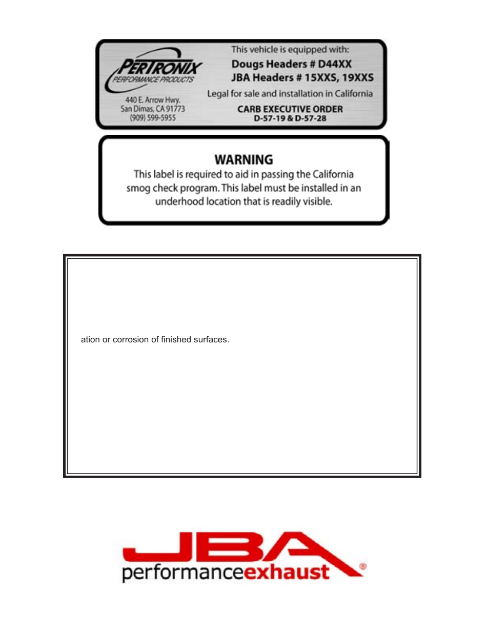 Limited one year warranty | PerTronix JBA Exhaust 1931S User Manual | Page 4 / 5