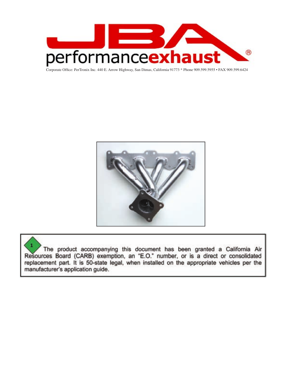 PerTronix JBA Exhaust 1937SJS User Manual | 4 pages