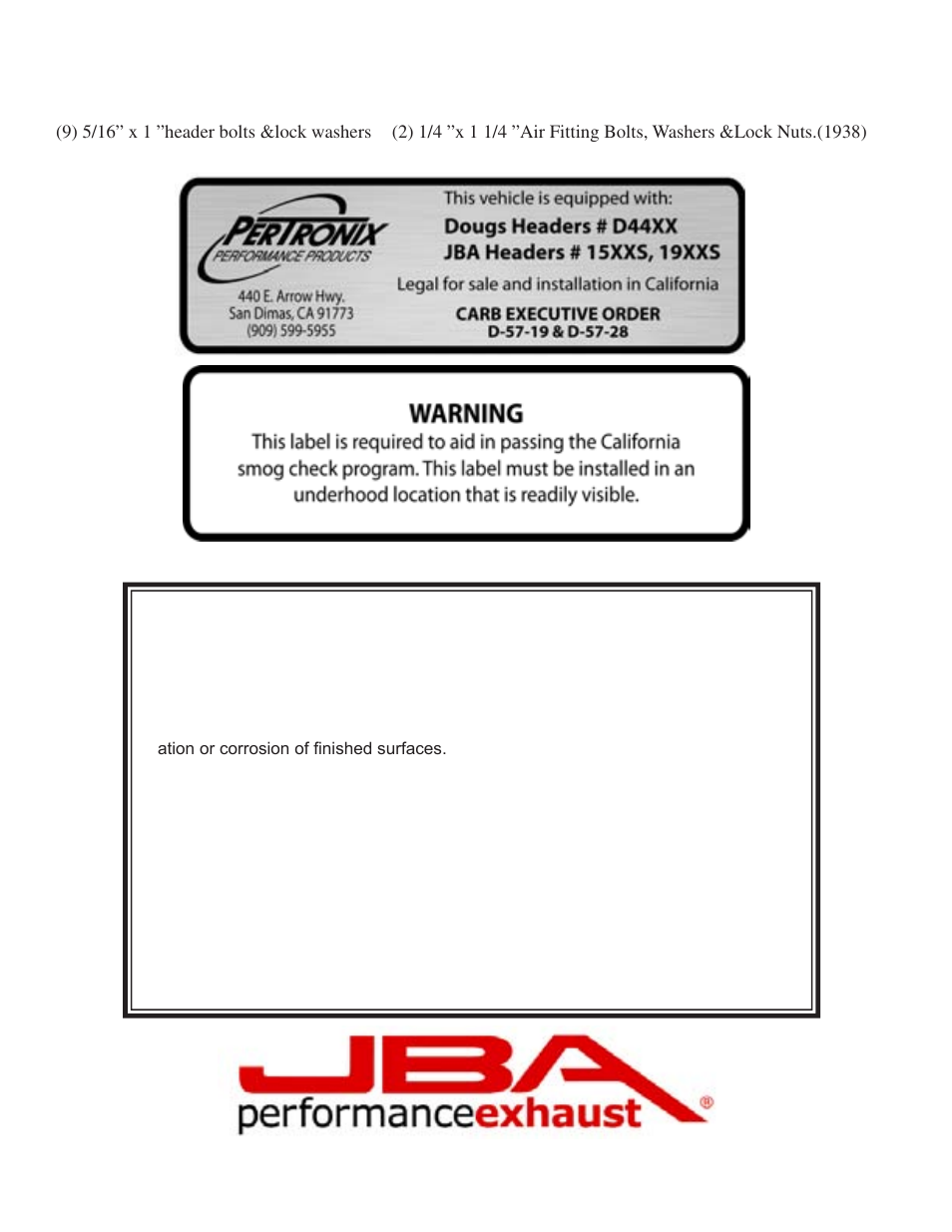 Limited one year warranty | PerTronix JBA Exhaust 1939S User Manual | Page 4 / 5