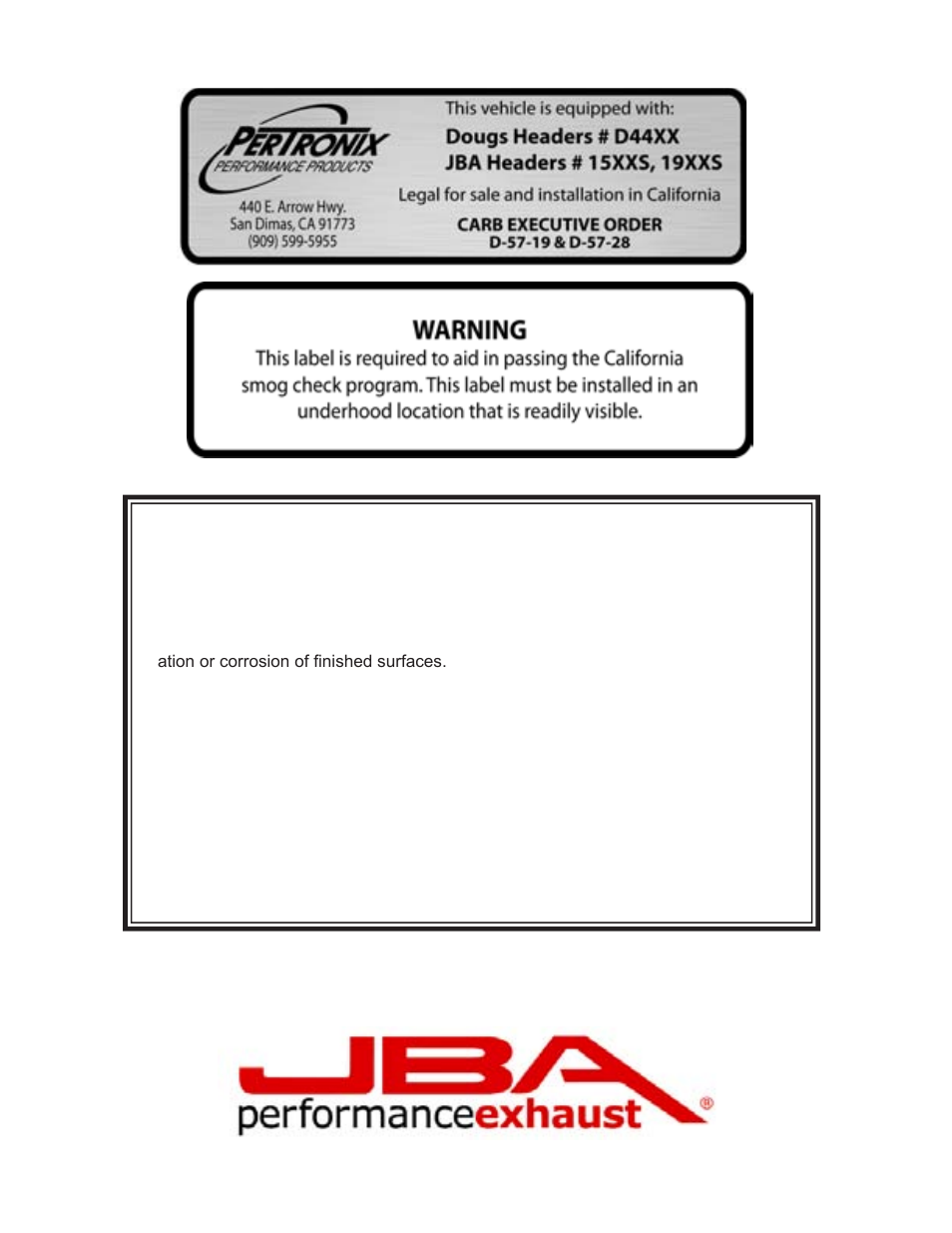 Limited one year warranty | PerTronix JBA Exhaust 1949S-1 User Manual | Page 4 / 5