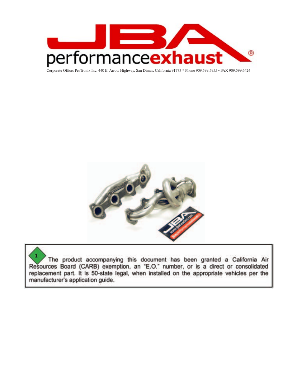 PerTronix JBA Exhaust 1949S-2 User Manual | 5 pages