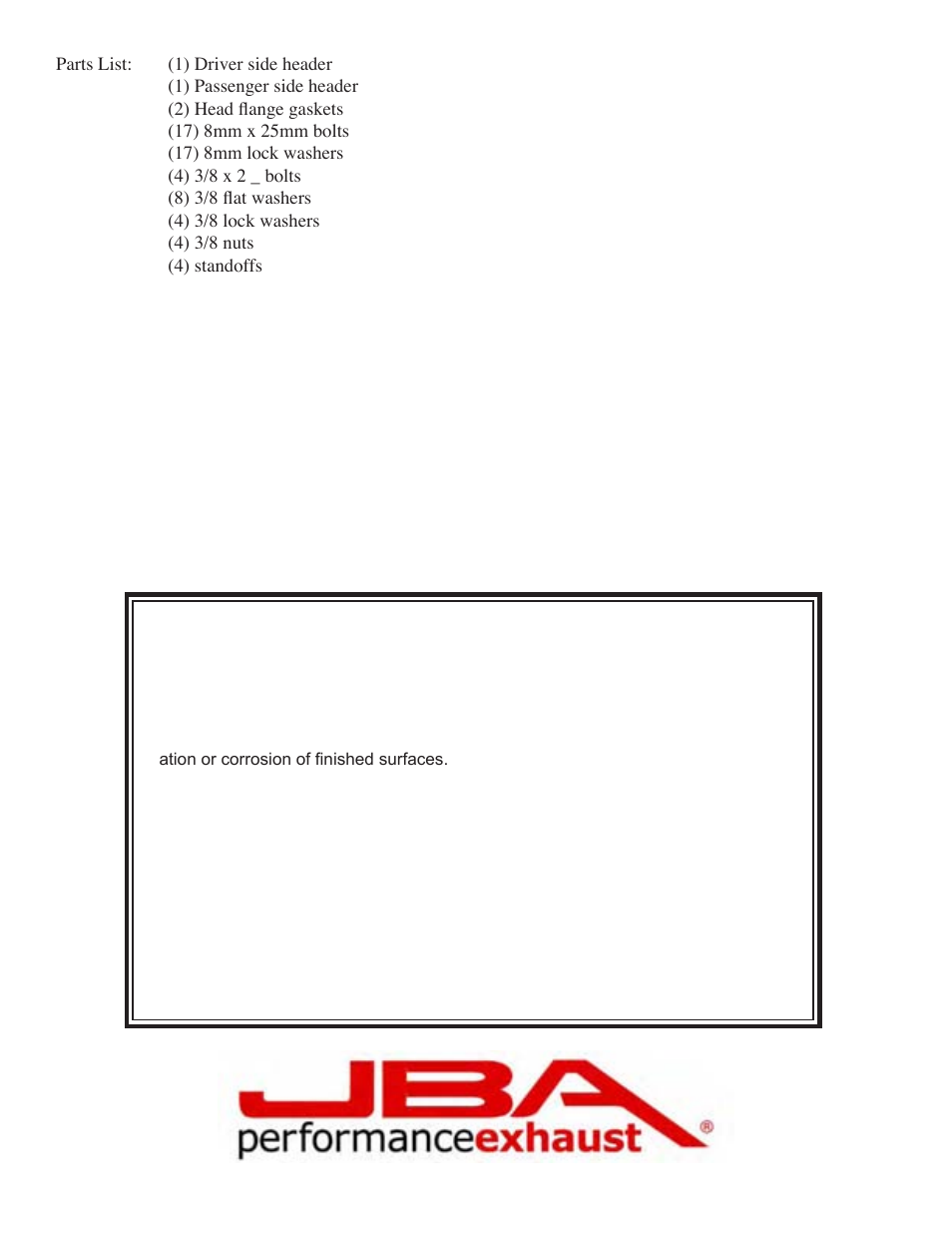 Limited one year warranty | PerTronix JBA Exhaust 1961S User Manual | Page 4 / 5