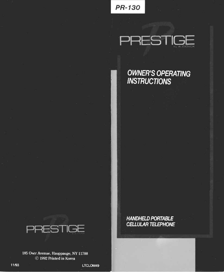Audiovox PR-130 User Manual | 19 pages