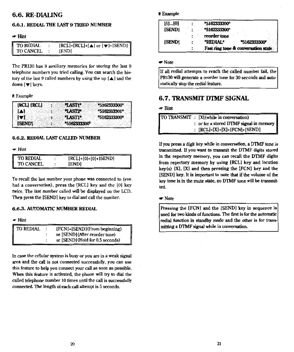 Re-diaung, Tkansmit dftmf signal | Audiovox PR-130 User Manual | Page 11 / 19