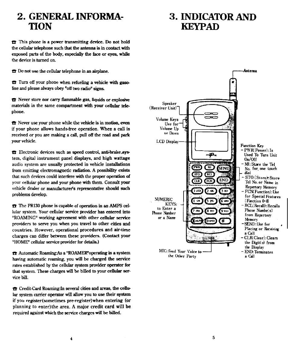 General information, General informa­ tion 3. indicator and keypad | Audiovox PR-130 User Manual | Page 3 / 19