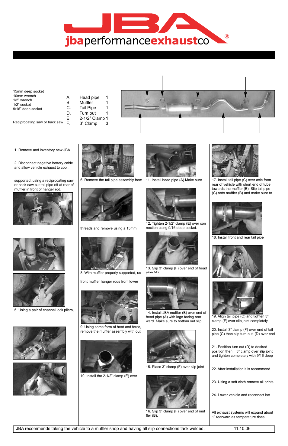 PerTronix JBA Exhaust 40-1532 User Manual | 1 page