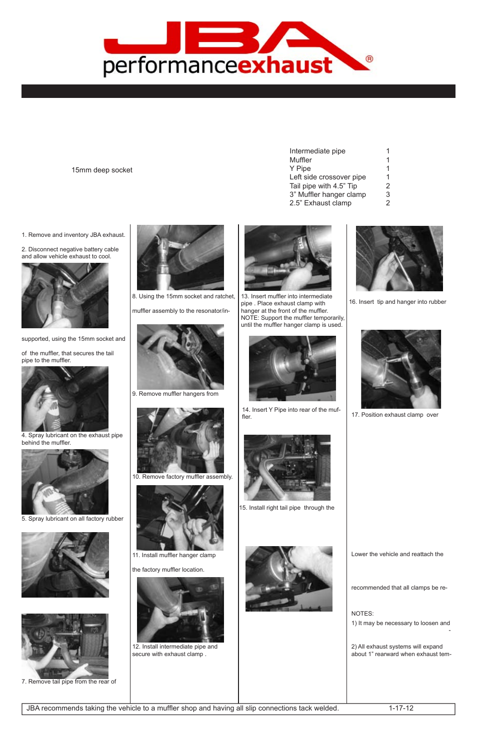 PerTronix JBA Exhaust 40-1536 User Manual | 1 page