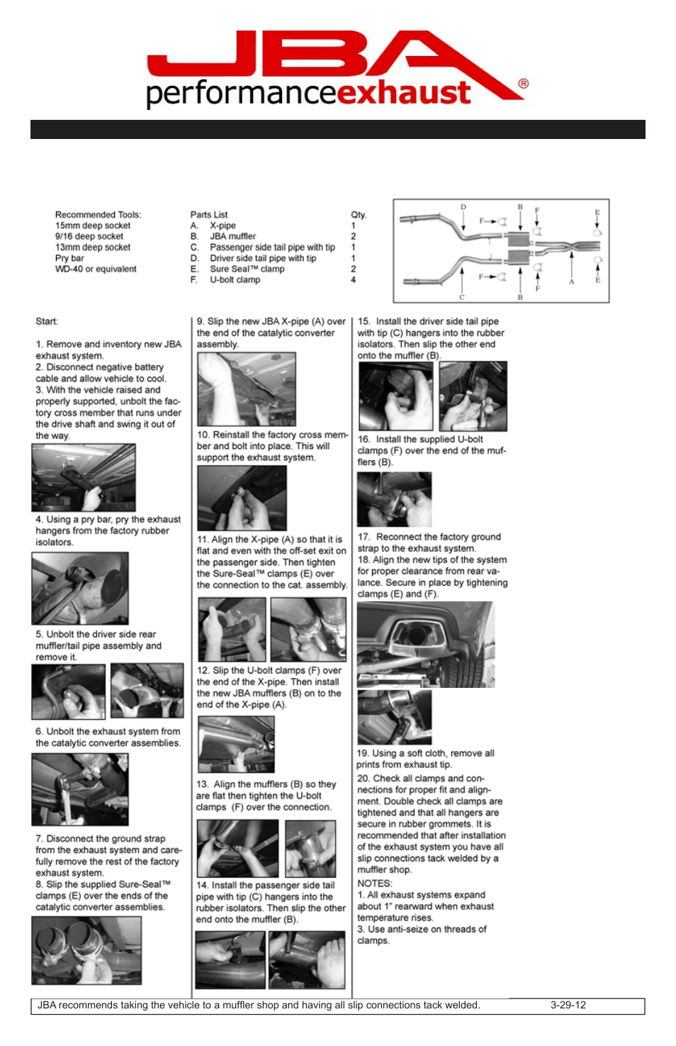 PerTronix JBA Exhaust 40-1602 User Manual | 1 page