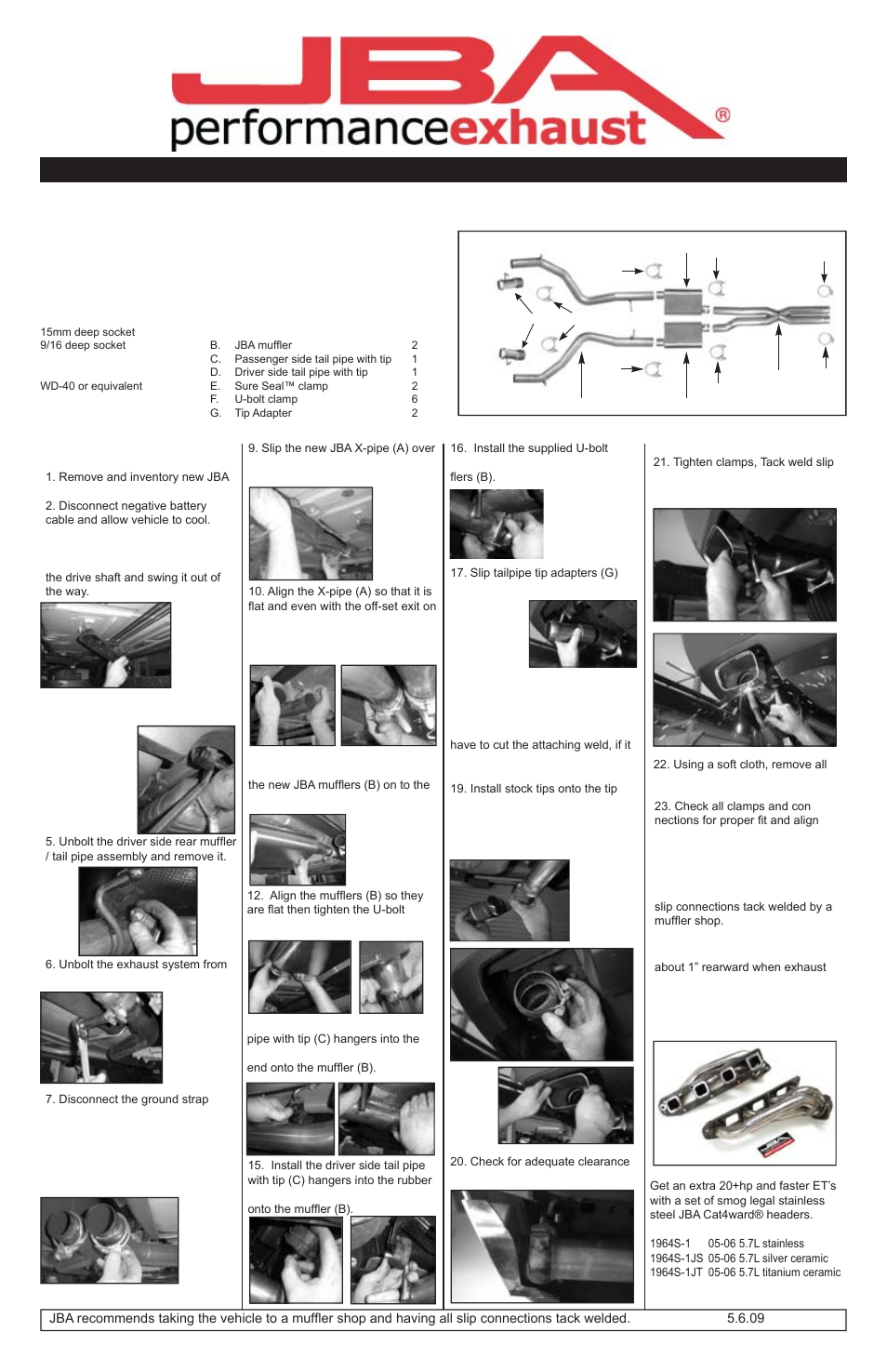 PerTronix JBA Exhaust 40-1666 User Manual | 1 page