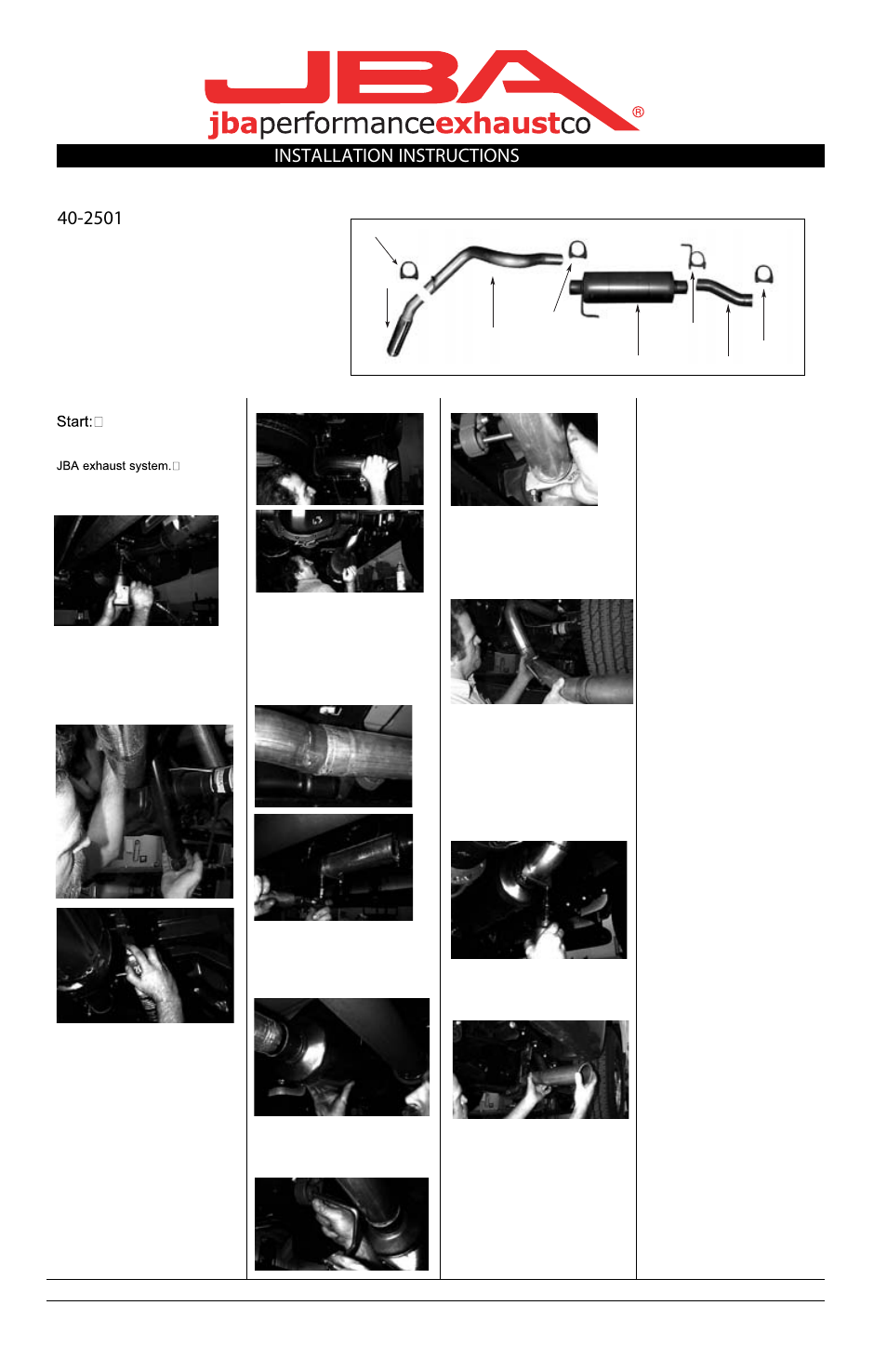 PerTronix JBA Exhaust 40-2501 User Manual | 1 page