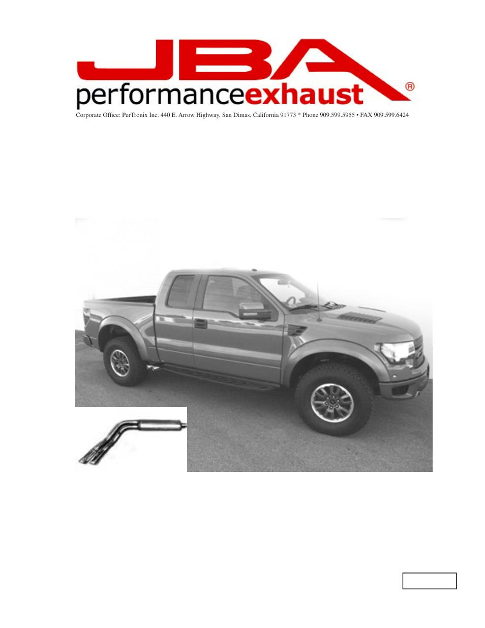 PerTronix JBA Exhaust 40-2537 User Manual | 4 pages