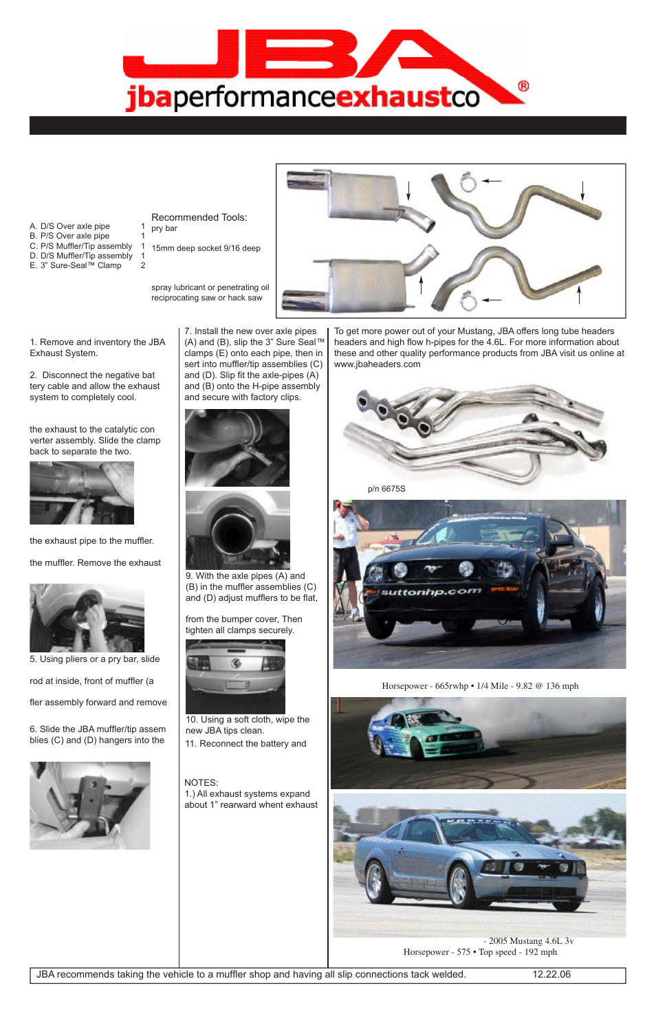 PerTronix JBA Exhaust 40-2632 User Manual | 1 page
